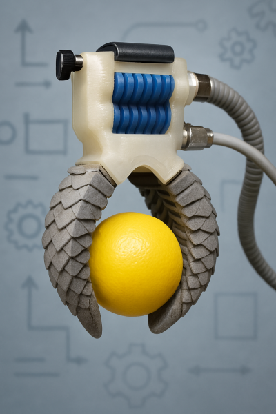 Thiết kế và điều khiển gắp mềm có độ cứng biến thiên lấy cảm hứng từ vảy tê tê và cơ cấu khí nén có răng