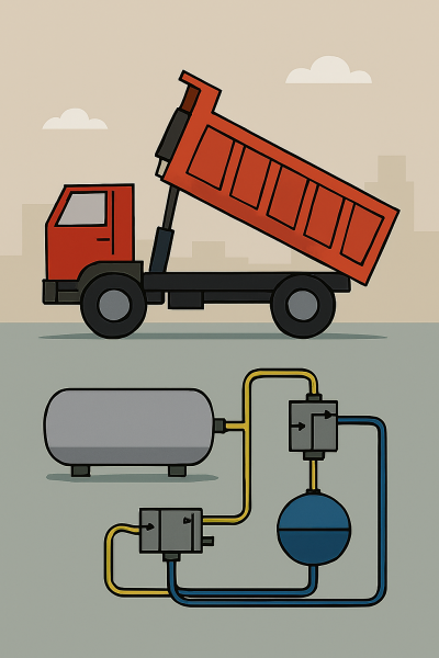 Thiết kế hệ thống điều khiển khí nén cho cơ cấu nâng hạ thùng xe tải tự đổ