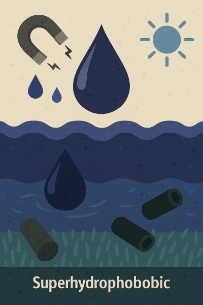 Lớp phủ siêu kỵ nước bền cơ học cho thiết bị truyền động điều khiển bằng ánh sáng và từ trường