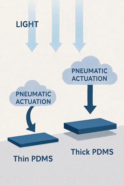 Phân tích ảnh hưởng của độ dày màng PDMS đến khả năng điều chỉnh ánh sáng trong hệ thống PALMS