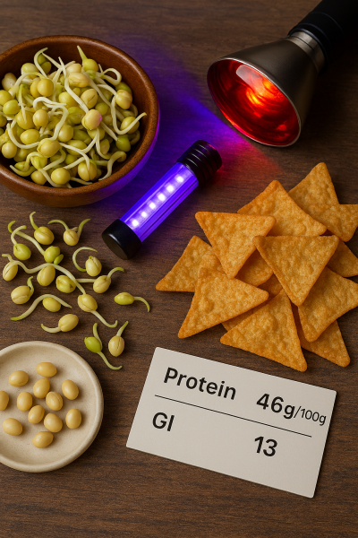 Giảm các yếu tố kháng dinh dưỡng trong đậu nành nảy mầm bằng xử lý tia cực tím và hồng ngoại để chế biến snack chips