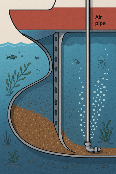 Giảm tích tụ trầm tích trong két ballast: Đánh giá hiệu quả của thay đổi cấu trúc nhỏ và phát triển hệ thống làm sạch khí nén