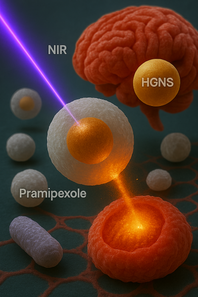 Vi cầu PLGA phân hủy sinh học mang pramipexole đáp ứng ánh sáng cận hồng ngoại cho điều trị bệnh Parkinson