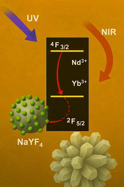 Quá trình chuyển đổi năng lượng từ tia cực tím sang cận hồng ngoại trong tinh thể NaYF₄:Nd³⁺,Yb³⁺