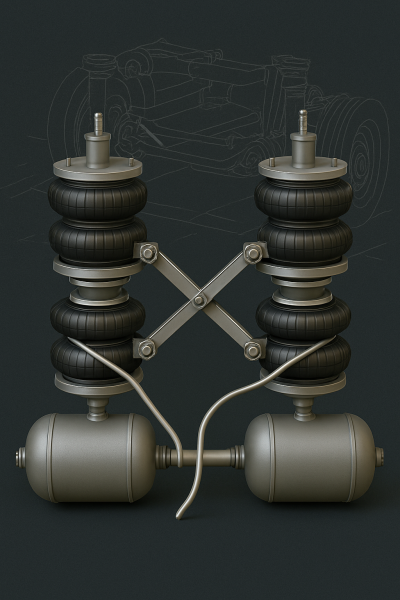 Hệ thống treo khí nén liên kết buồng kép: Mô hình hóa và phân tích lý thuyết